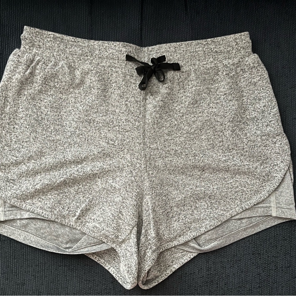 ZYIA Heather Gray Pajama Shorts with Black Tie